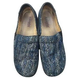 Womens Alegria Keli Pro Crackle Leather Mule Clog Size 9.5 / 41 Blue Butterfly‎
